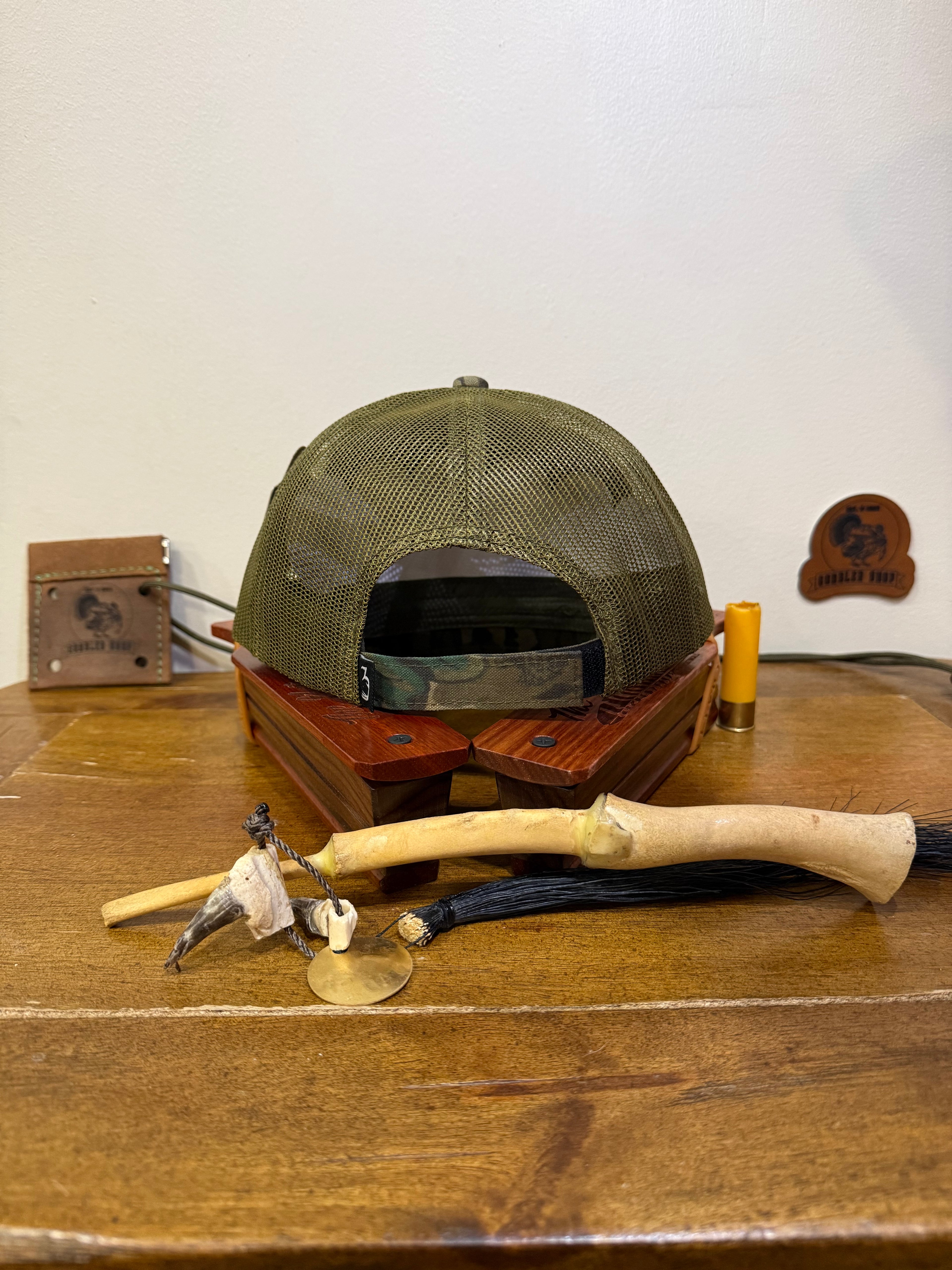 "May Grind" Mossy Oak Greenleaf Meshback Short Bill Hunting Hat